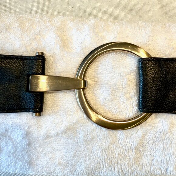 Chico’s Women’s Belt – Contemporary Black & Silver Stretch – Size Large - Picture 3 of 10